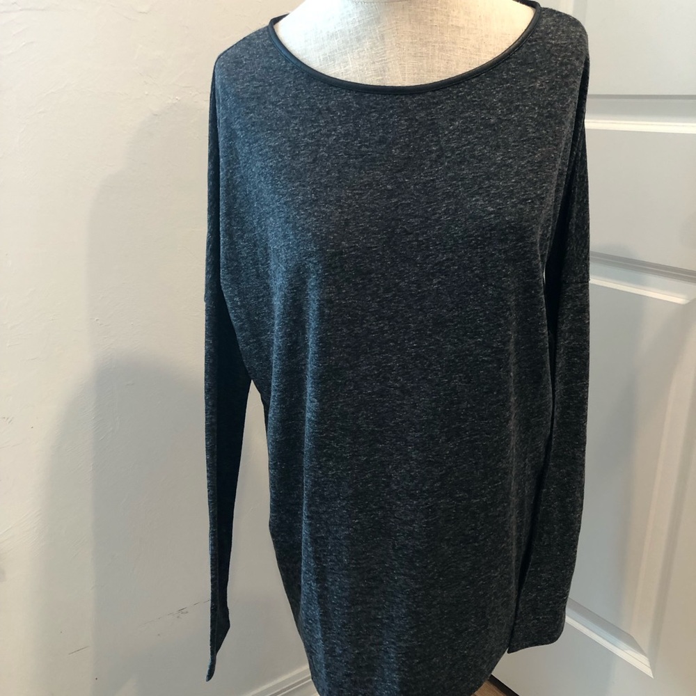 BB Dakota Vegan Leather Trim Gray Top